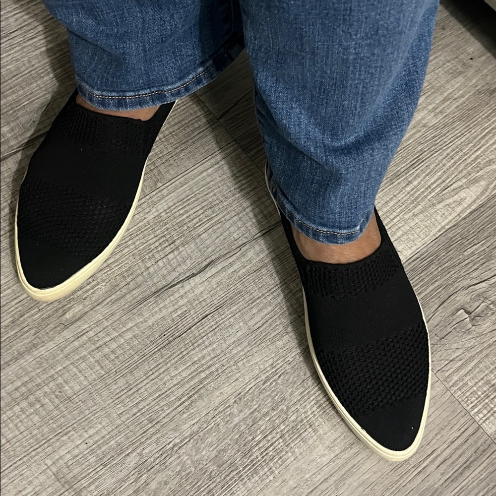 Mark Nason Black Knit Slip-On Loafers